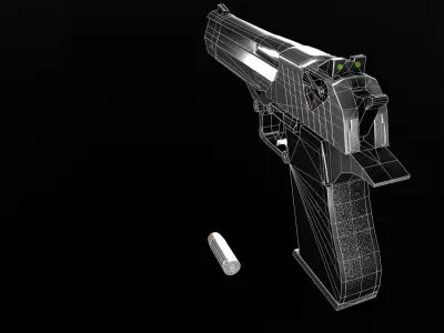 Desert Eagle and Bullet Low-poly 3D model