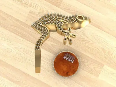 CUSTOM CREATED EMERALD FROG WRAP RING YELLOW GOLD 3D print model