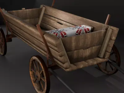 Traditional old cart Low-poly 3D model