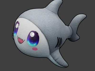 Shark Plushie Cartoon Chibi PBR Low-poly 3D model