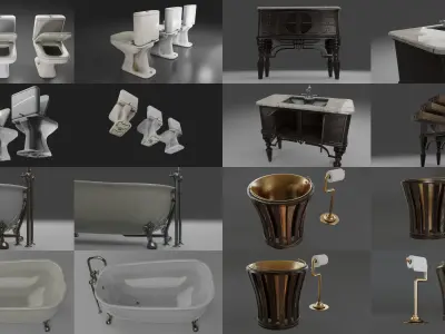 Bathroom environment  3D Model Pack
