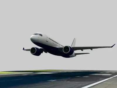 Airplane flies in sky Low-poly 3D model