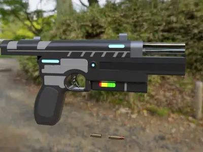 Scifi Pistol with Modular part  Low-poly 3D model
