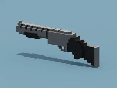 Voxel Gun Low-poly 3D model