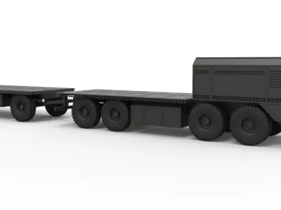 Military truck with trailer 3D model