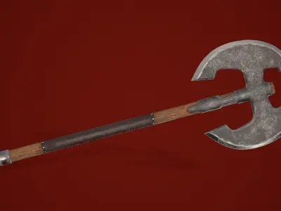 Two-handed axe Low-poly 3D model