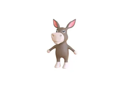 High-Quality 3D Cute Donkey for Games Low-poly 3D model
