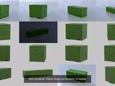 ISO-Container Yellow-Green all Versions 3D Model Pack