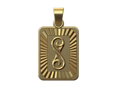Floral scroll faceted sunrays pendant charm 3D print model