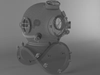antique diver helmet 3D model
