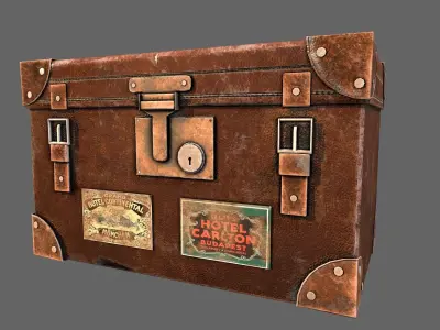 Suitcase Luggage Travel Lowpoly Vintage 3d Game model Low-poly 3D model