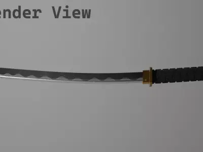 VRChat Katana Stylized Sword Poiyomi Shader Free low-poly 3D model