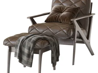 Mid-Century Lounge Chair And Ottoman 3D model