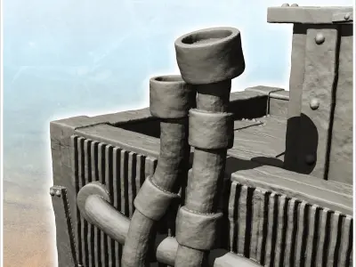 Transmission station with long distance antenna and cabin -10- 3D print model