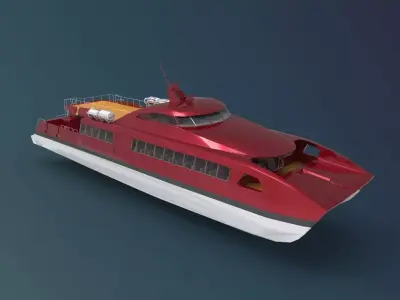 Ferry Roro Ship Catamaran Hull Low-poly 3D model