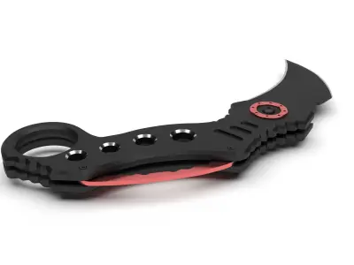 Karambit knife - black matte 3D model