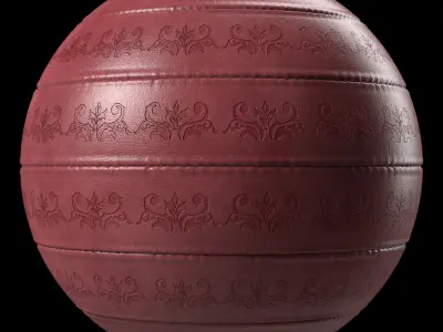 Leather Materials 18- Stitched leather panel Pbr 4k Seamless Low-poly 3D model