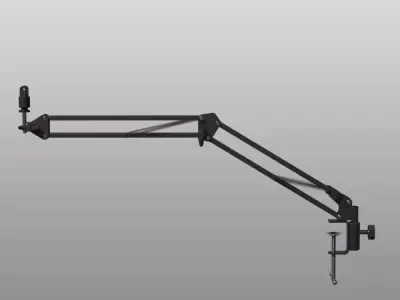 Rigged Desktop Microphone Pantograph 3D model
