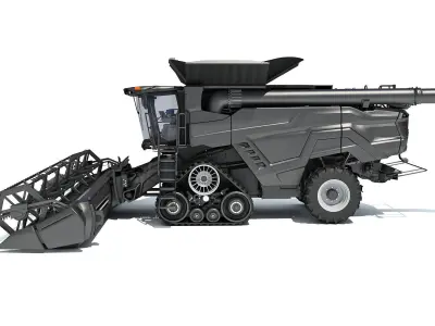 Black Combine Harvester V4 3D model