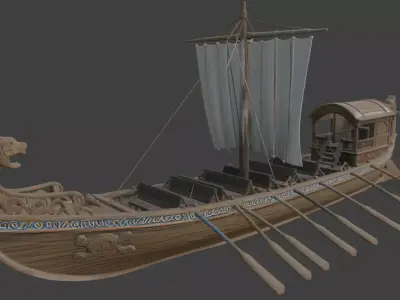 Historical Boat 3D Model Viking Longship Drakkar 3D model