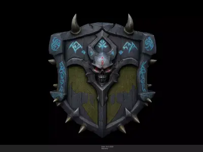 Stylized Demon Skull Shield Low-poly 3D model