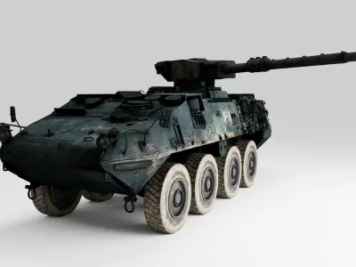 Stryker armored vehicle with gun Low-poly 3D model