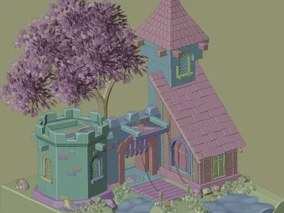 Castle LowPoly  Low-poly 3D model