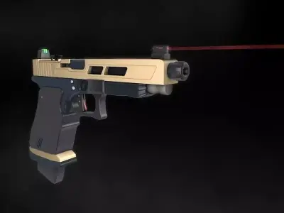 Pistol with laser Low-poly 3D model