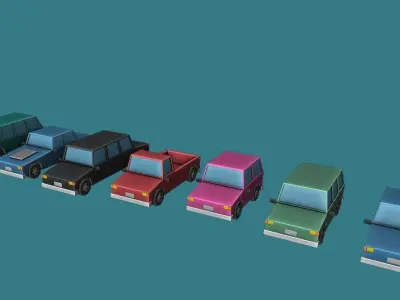 Simple cartoon car pack Style Craft Free low-poly 3D model
