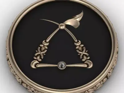 Brooche with armenian letter Tch 3D print model