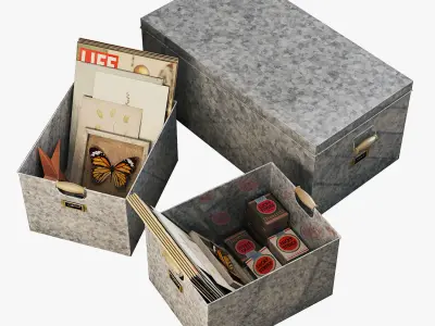 pottery barn galvanized storage baskets 3D model