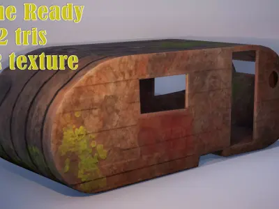 Old Trailer PBR Free low-poly 3D model