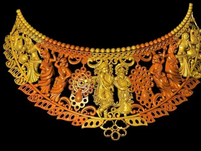 Antique Radha Krishna Choker set 3D print model