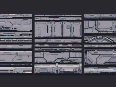 Sci-Fi Architecture Panels Pack vol 02-PBR 3D model