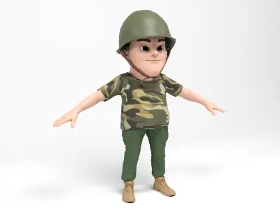 Cartoon Soldier Low-poly 3D model