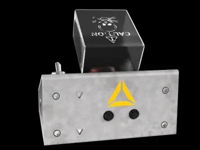 Detonator metal box with button 3D model