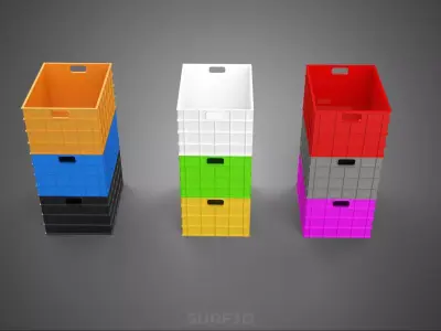 STACK STACKED STACKABLE PLASTIC CRATE BOX CONTAINER STORAGE ROW 3D model