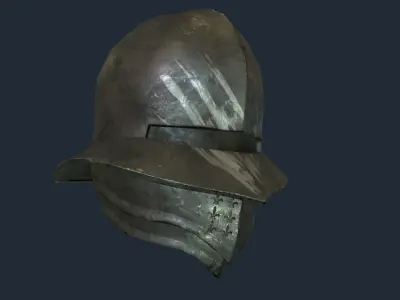 Medieval Helmet Low-poly 3D model 7