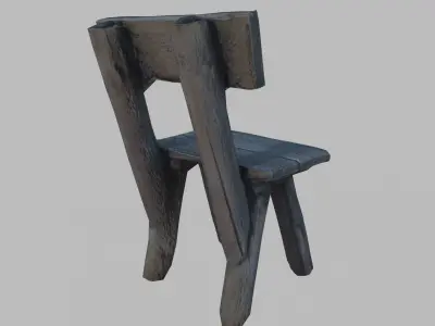 Old Wooden Chair Low-poly 3D model