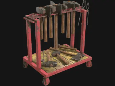 Ironwork Tools Rack 2 Low-poly 3D model