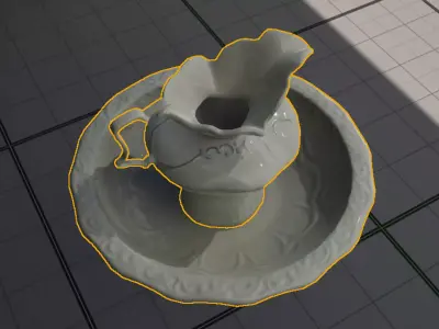 Vintage Pottery Pitcher And Wash Basin Free low-poly 3D model