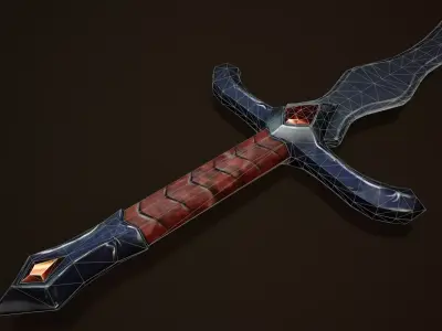 Stylized Fantasy Sword Low-poly 3D model