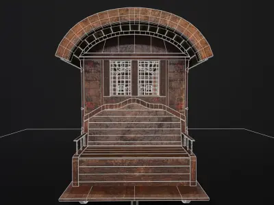 Medieval Wagon Low-poly 3D model shop