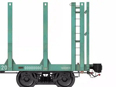 Flatcar 13-198 for timber 3D model