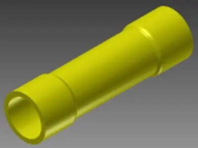 12-10 double sided femal tube yellow solderless wire terminal Free 3D model