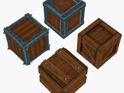 Boxes Hand Paint Low-poly 3D model