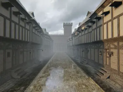 Medieval European Street Low-poly 3D model