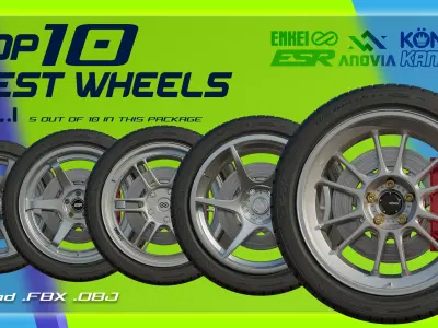 Top 10 best selling car rims Vol1 Low-poly 3D model