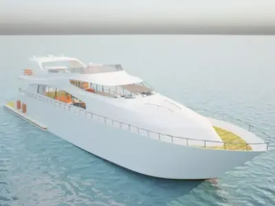 Yacht luxury floating in ocean Low-poly 3D model