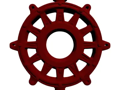 Industrial Red Cast Metal Component 3D model
